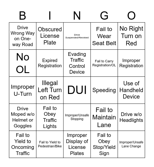 VUS BINGO Card