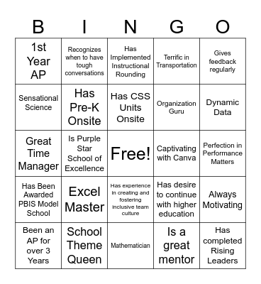 Making Cohort Connections Bingo Card