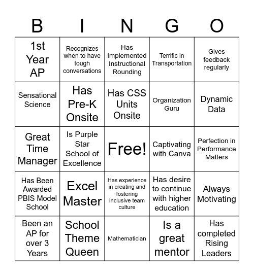Making Cohort Connections Bingo Card