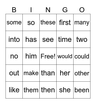 Sight Words #3 Bingo Card