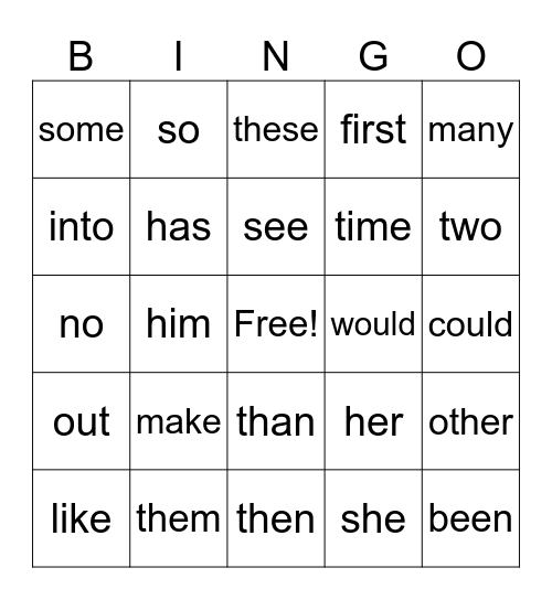 Sight Words #3 Bingo Card