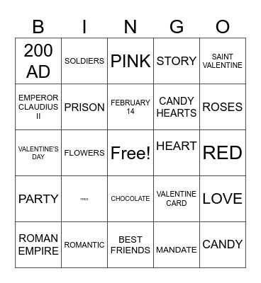 VALENTINE'S DAY Bingo Card