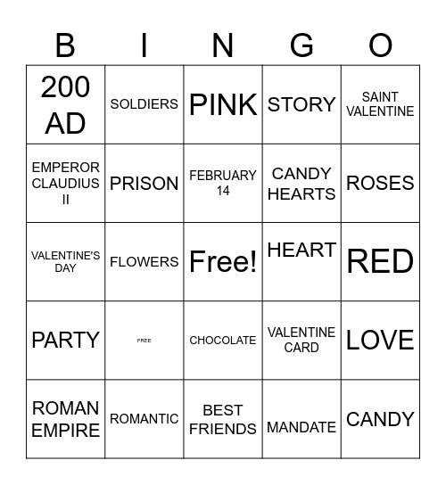 VALENTINE'S DAY Bingo Card