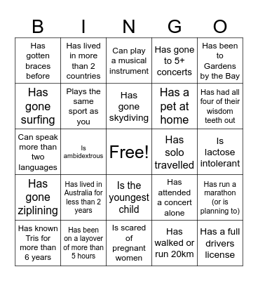 In2 the W1ld Bingo Card