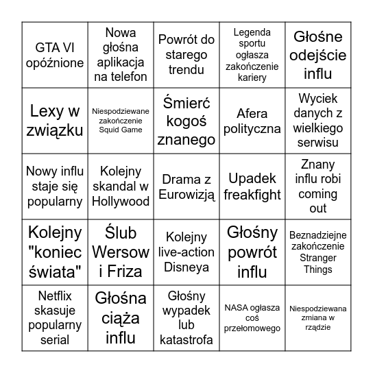 2025 Bingo Card