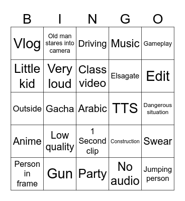 Petit Tube Bingo Card