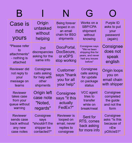 OPO GSSC BINGO Card