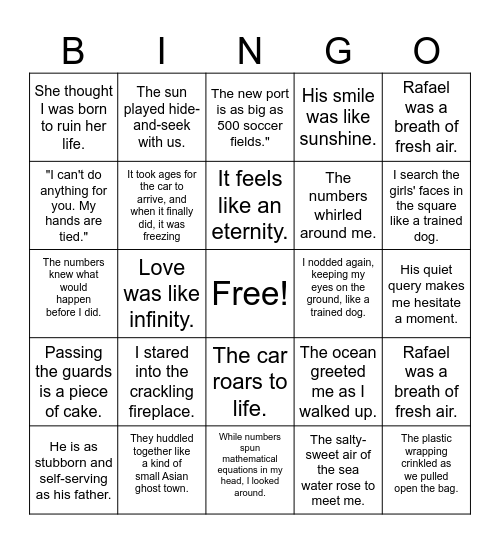 Figurative Language Bingo-Calculated Bingo Card