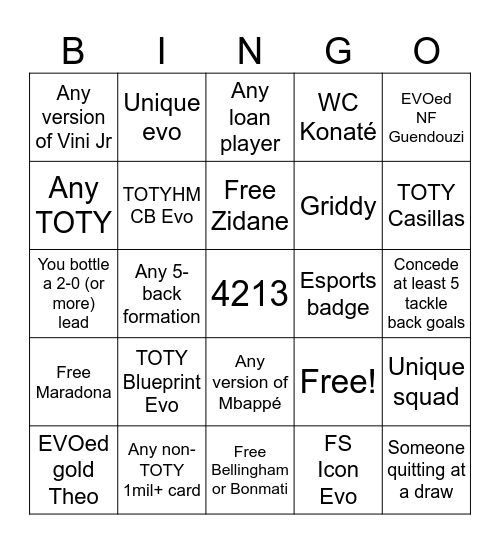 FUT CHAMPS BINGO Card