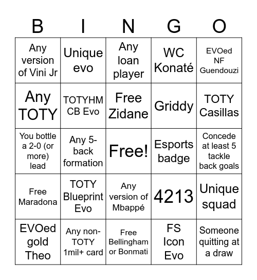 FUT CHAMPS BINGO Card