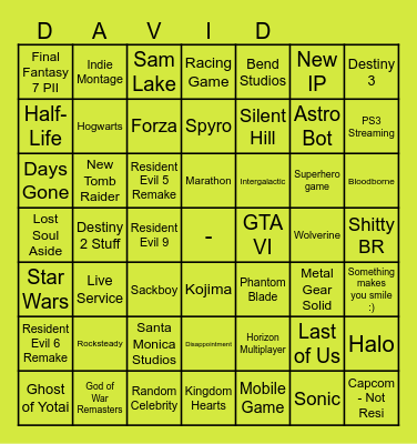 STATE OF PLAY Bingo Card