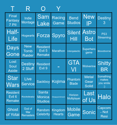 STATE OF PLAY Bingo Card