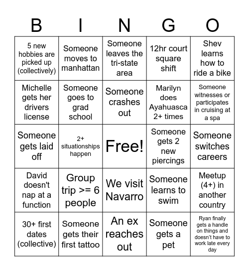 Ryan 2025 Bingo Card