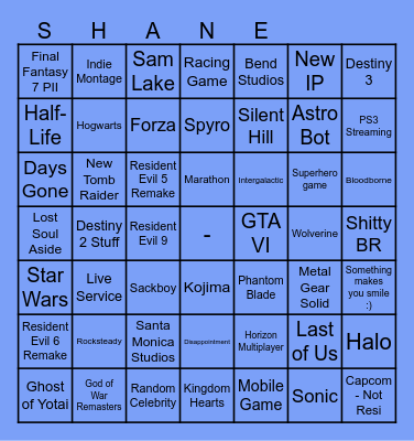 STATE OF PLAY Bingo Card