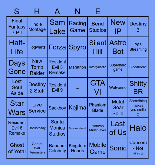 STATE OF PLAY Bingo Card