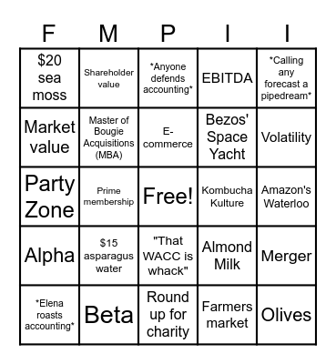 "Whole Paycheck" Bingo Card