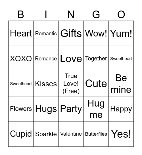 Valentine’s Day’s bingo Card