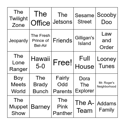 TV Themes Music Bingo Card