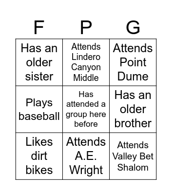INTRODUCTION BINGO Card