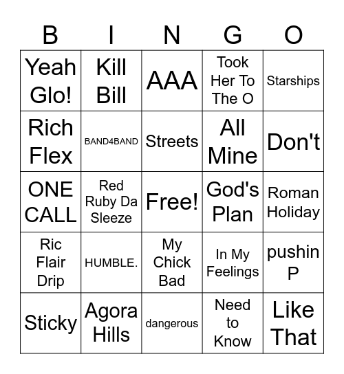 Legendary Lyrics Present Bingo Card