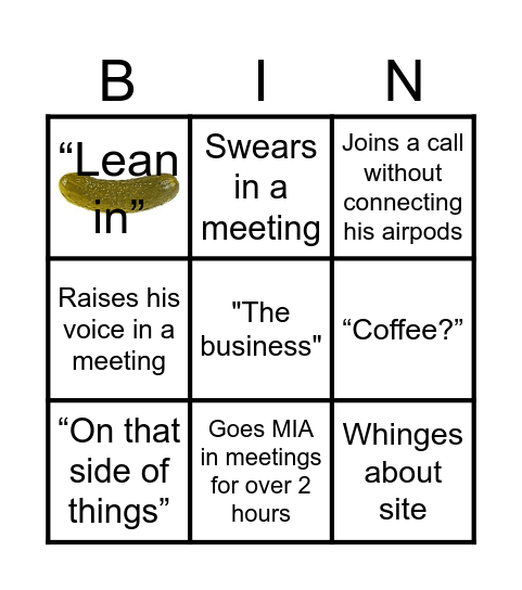 Pickles Bingo Card