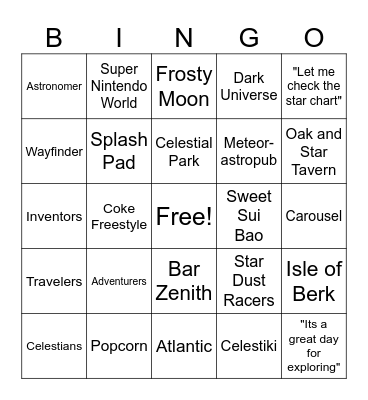 Celestial Carts Bingo Card