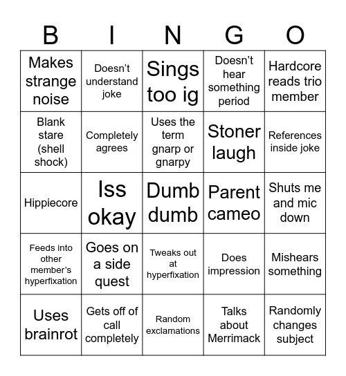 Jovi Bingo Card