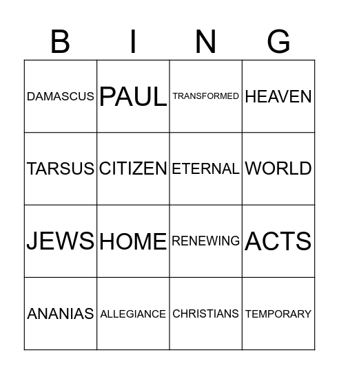 Not of This World Bingo Card