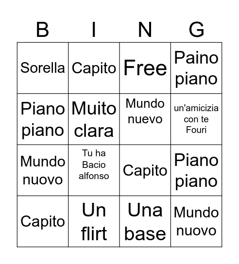 Zelena confronto Bingo Card
