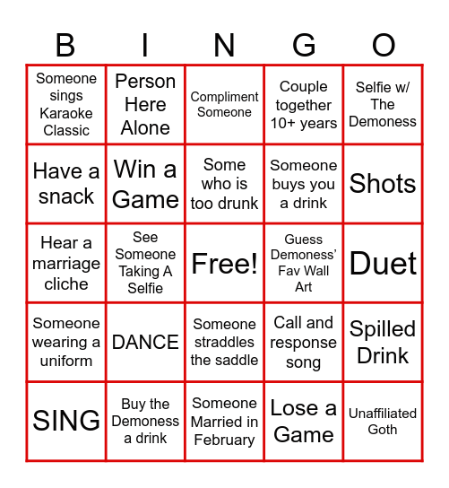 Patricia's Bachelorette Bingo Card