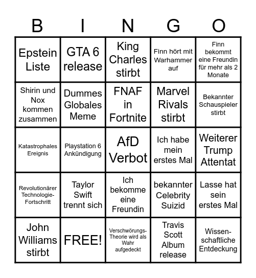 2025 Bingo Card