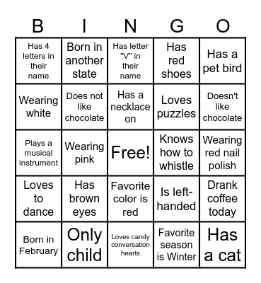 Valentine's - Find Someone Who... BINGO Card