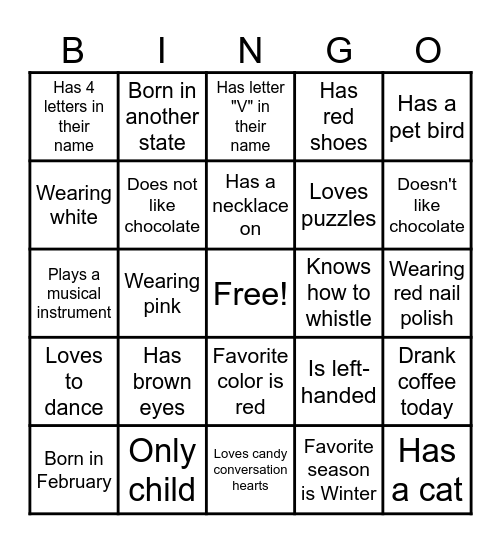 Valentine's - Find Someone Who... BINGO Card