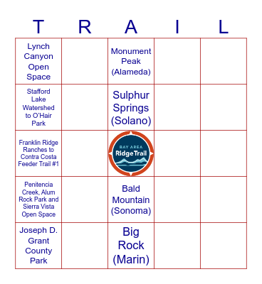 2025 Ridge Trail Challenge Bingo Card