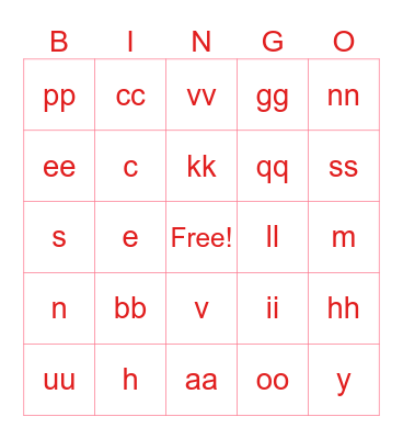 Bridal Shower Bingo Card