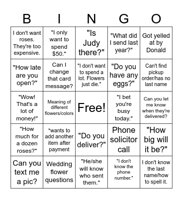 Valentine Bingo at Levengood's Bingo Card