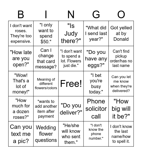 Valentine Bingo at Levengood's Bingo Card