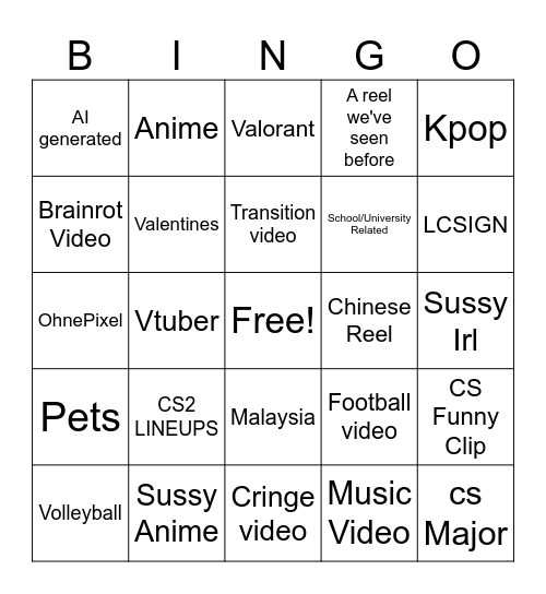 Untitled Bingo Card