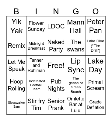 Do You Remember...?? Bingo Card