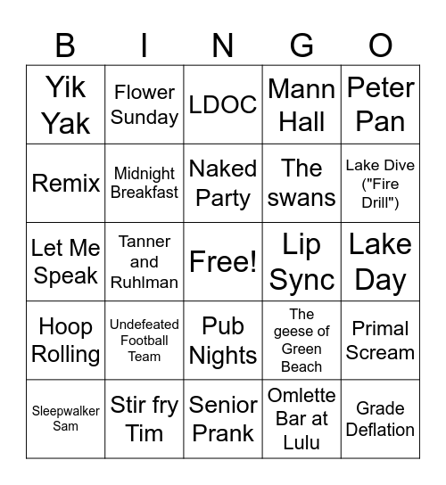 Do You Remember...?? Bingo Card
