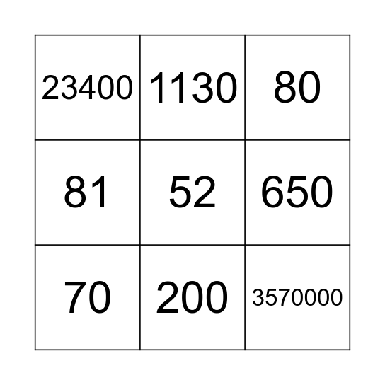 TRÒ CHƠI BINGO Card