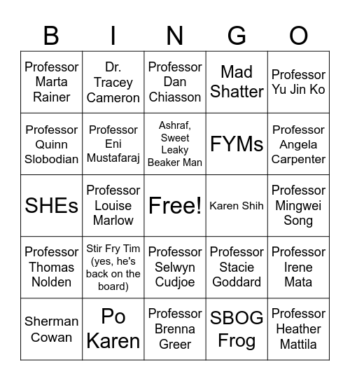 Campus Icons Bingo Card