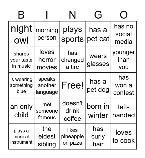 CYC Icebreaker! Bingo Card