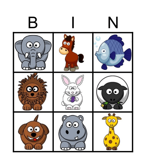 My Animal Bingo Card