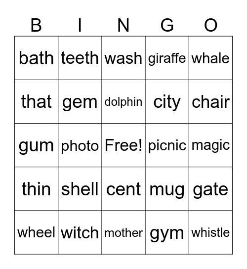 Phonics review Bingo Card