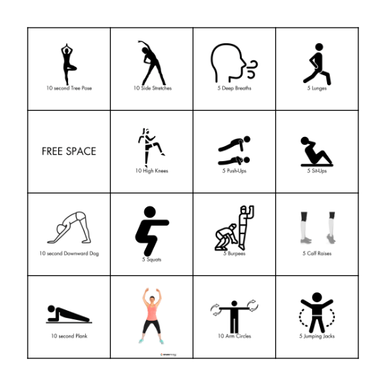 Fruit Fitness Bingo Card