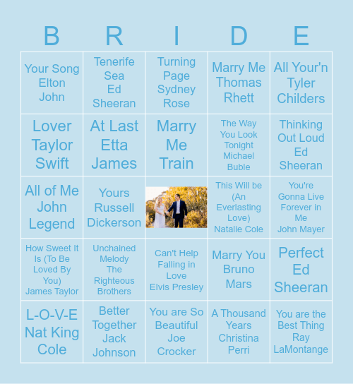 Bride Bingo Card