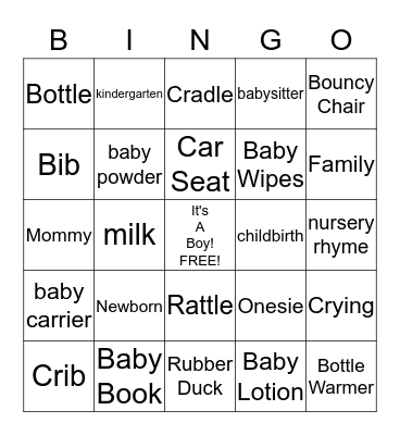 Baby Bingo Card