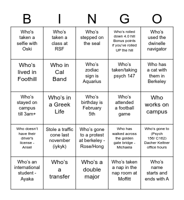 B PsychEd BINGO Card