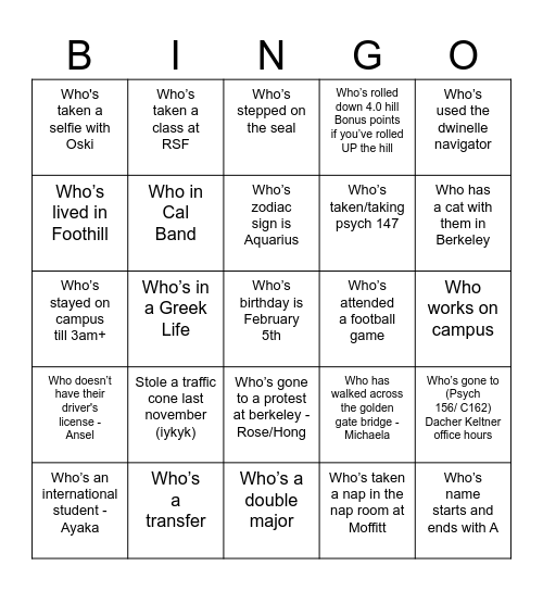 B PsychEd BINGO Card
